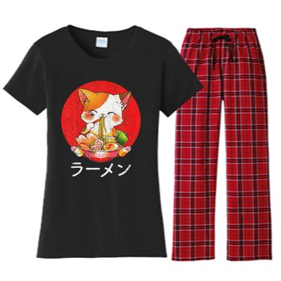 Ra Cat Kawaii Neko Anime Otaku Gifts  Women's Flannel Pajama Set