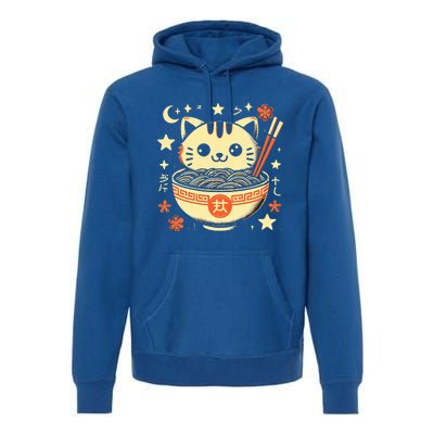 Ra Cat Kawaii Neko Japanese Noodles Aesthetic Otaku Lover Premium Hoodie