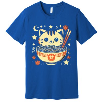 Ra Cat Kawaii Neko Japanese Noodles Aesthetic Otaku Lover Premium T-Shirt