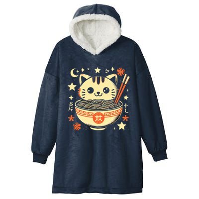 Ra Cat Kawaii Neko Japanese Noodles Aesthetic Otaku Lover Hooded Wearable Blanket