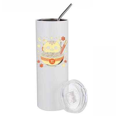 Ra Cat Kawaii Neko Japanese Noodles Aesthetic Otaku Lover Stainless Steel Tumbler