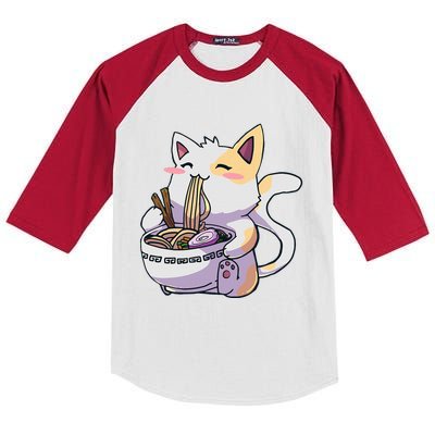 Ra Cat Kawaii Anime Japanese Kawaii Neko Kids Colorblock Raglan Jersey