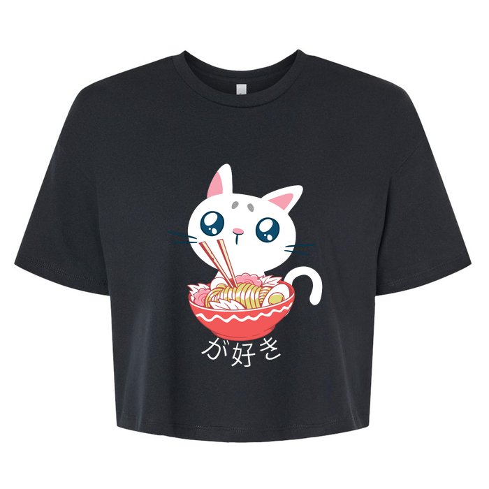 Ramen Cat Kawaii Anime Japanese Kawaii Neko Bella+Canvas Jersey Crop Tee