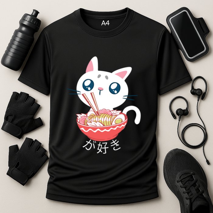 Ramen Cat Kawaii Anime Japanese Kawaii Neko Cooling Performance Crew T-Shirt