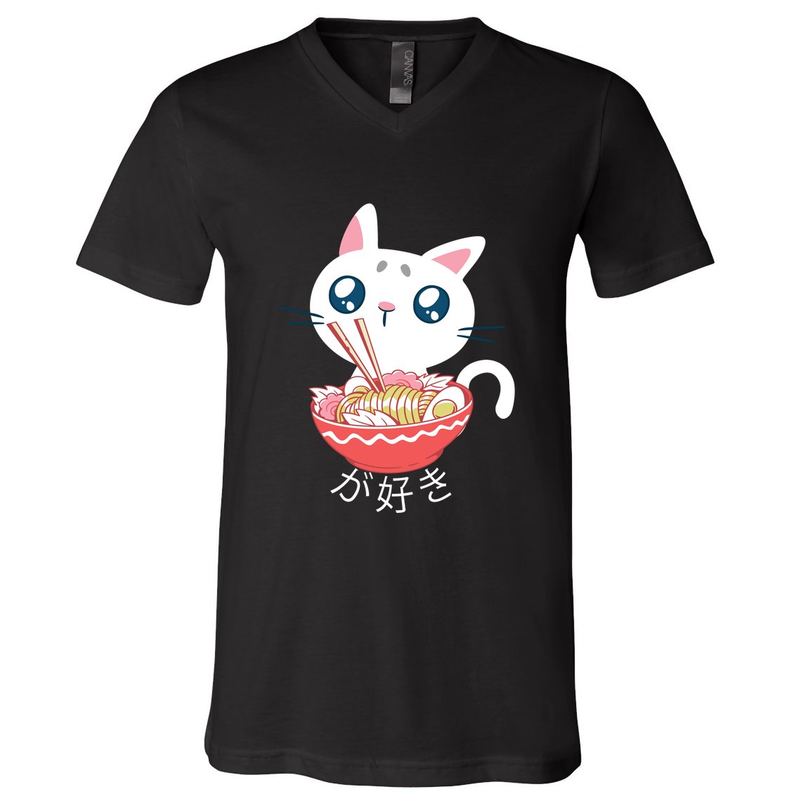 Ramen Cat Kawaii Anime Japanese Kawaii Neko V-Neck T-Shirt