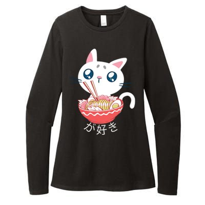 Ramen Cat Kawaii Anime Japanese Kawaii Neko Womens CVC Long Sleeve Shirt