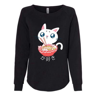 Ramen Cat Kawaii Anime Japanese Kawaii Neko Womens California Wash Sweatshirt