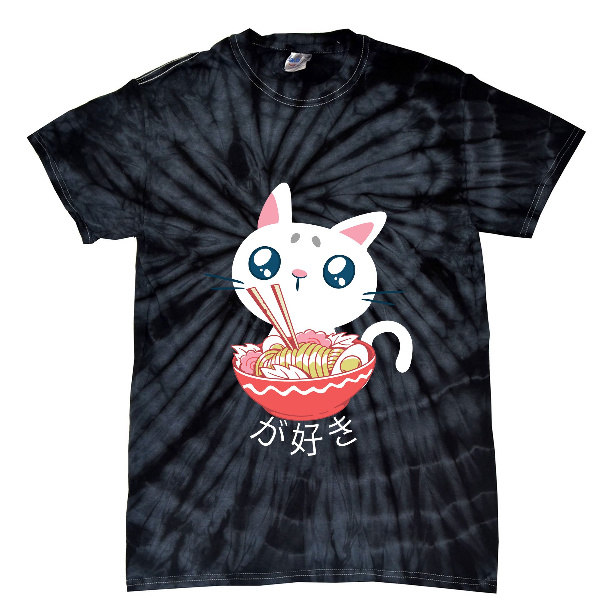 Ramen Cat Kawaii Anime Japanese Kawaii Neko Tie-Dye T-Shirt