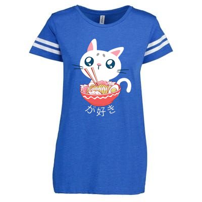 Ramen Cat Kawaii Anime Japanese Kawaii Neko Enza Ladies Jersey Football T-Shirt