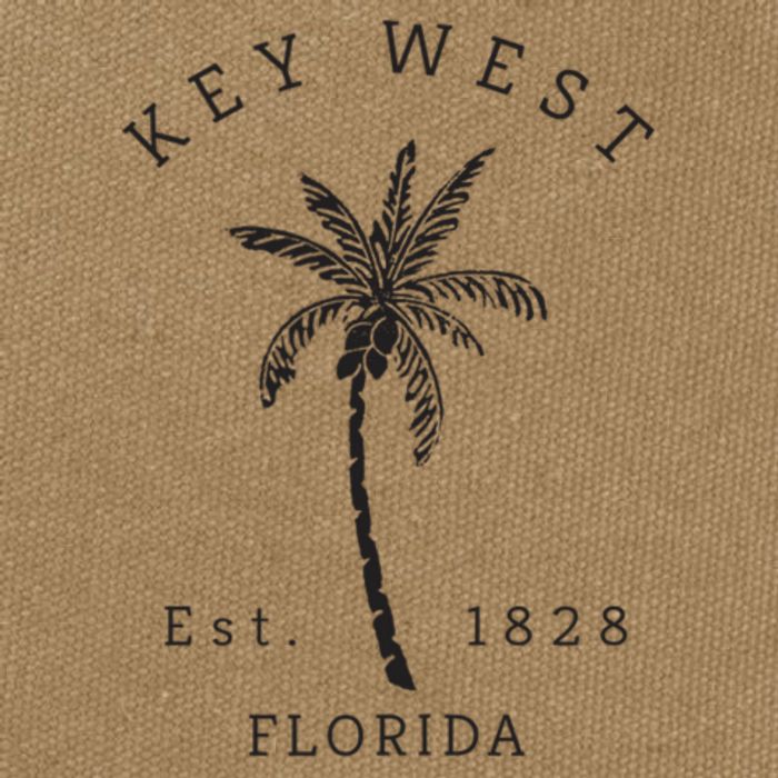 Retro Cool Key West Florida Palm Tree Novelty Cotton Canvas Backpack