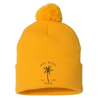 Retro Cool Key West Florida Palm Tree Novelty Pom Pom 12in Knit Beanie