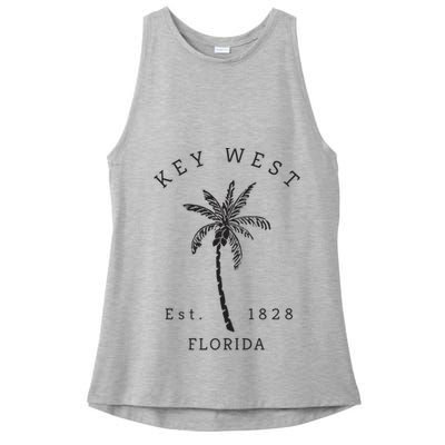 Retro Cool Key West Florida Palm Tree Novelty Ladies PosiCharge Tri-Blend Wicking Tank