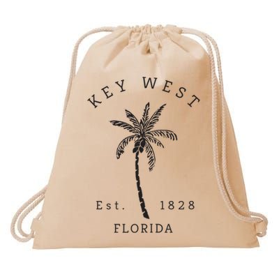 Retro Cool Key West Florida Palm Tree Novelty Drawstring Bag