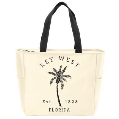 Retro Cool Key West Florida Palm Tree Novelty Zip Tote Bag