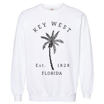 Retro Cool Key West Florida Palm Tree Novelty Garment-Dyed Sweatshirt