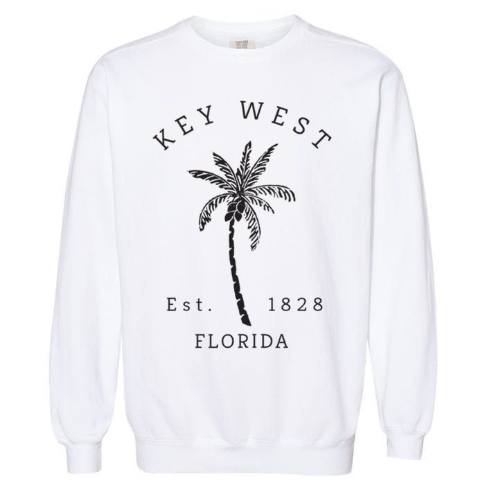 Retro Cool Key West Florida Palm Tree Novelty Garment-Dyed Sweatshirt