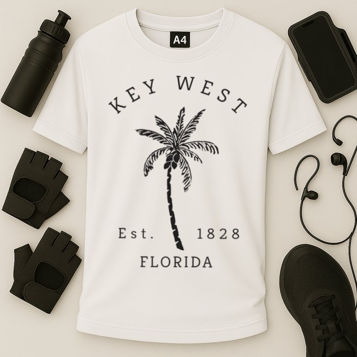 Retro Cool Key West Florida Palm Tree Novelty Performance Shirt