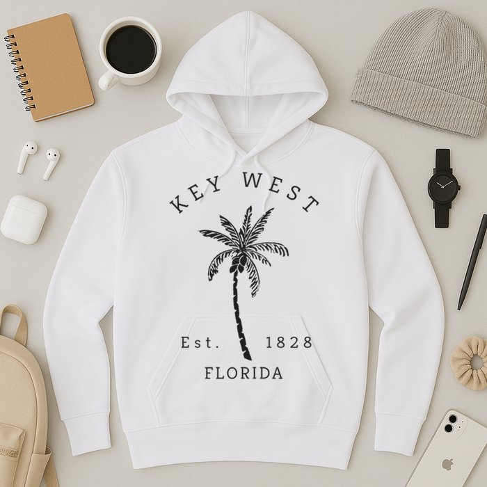 Retro Cool Key West Florida Palm Tree Novelty Hoodie
