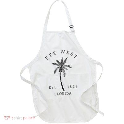 Retro Cool Key West Florida Palm Tree Novelty Full-Length Apron With Pockets