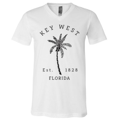 Retro Cool Key West Florida Palm Tree Novelty V-Neck T-Shirt