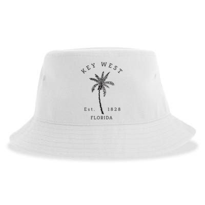 Retro Cool Key West Florida Palm Tree Novelty Sustainable Bucket Hat