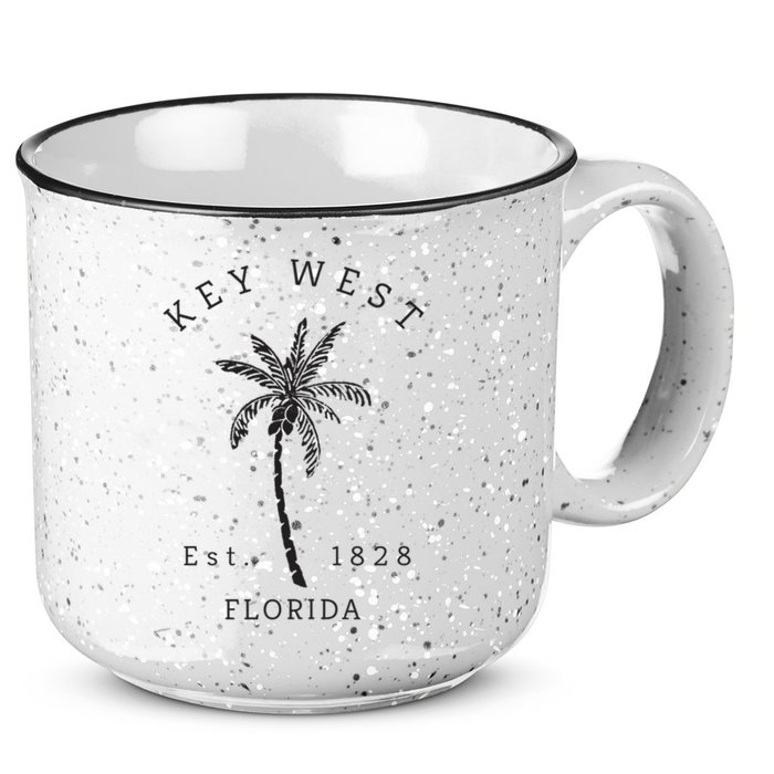 Retro Cool Key West Florida Palm Tree Novelty 15oz Campfire Ceramic Mug
