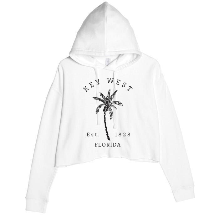 Retro Cool Key West Florida Palm Tree Novelty Crop Fleece Hoodie