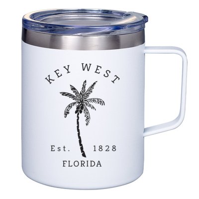 Retro Cool Key West Florida Palm Tree Novelty 12oz Stainless Steel Coffee Mug