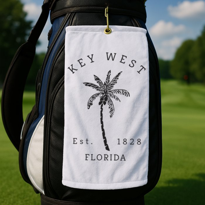 Retro Cool Key West Florida Palm Tree Novelty Golf Towel