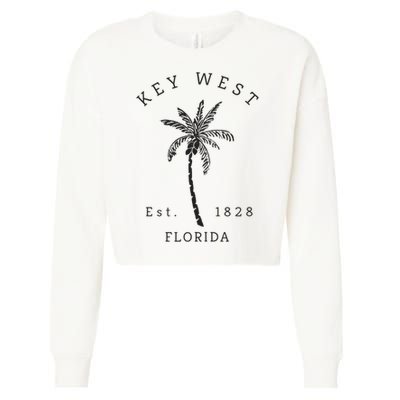 Retro Cool Key West Florida Palm Tree Novelty Cropped Pullover Crew