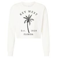 Retro Cool Key West Florida Palm Tree Novelty Cropped Pullover Crew