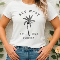 Retro Cool Key West Florida Palm Tree Novelty Womens T-Shirt