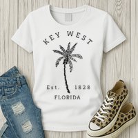 Retro Cool Key West Florida Palm Tree Novelty Womens T-Shirt