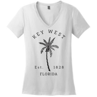 Retro Cool Key West Florida Palm Tree Novelty Women's V-Neck T-Shirt