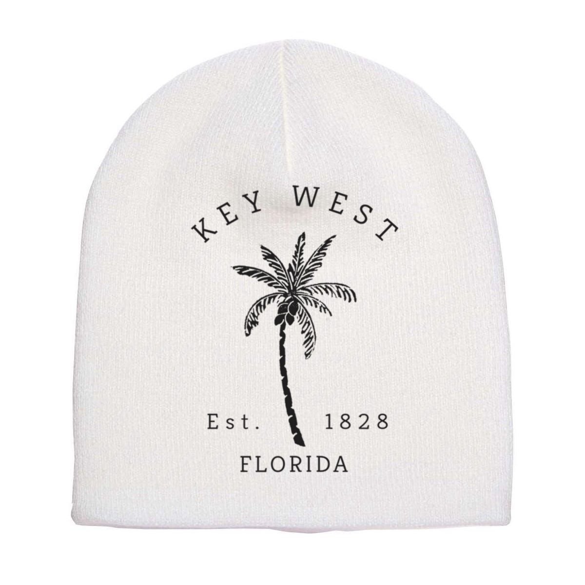Retro Cool Key West Florida Palm Tree Novelty Short Acrylic Beanie