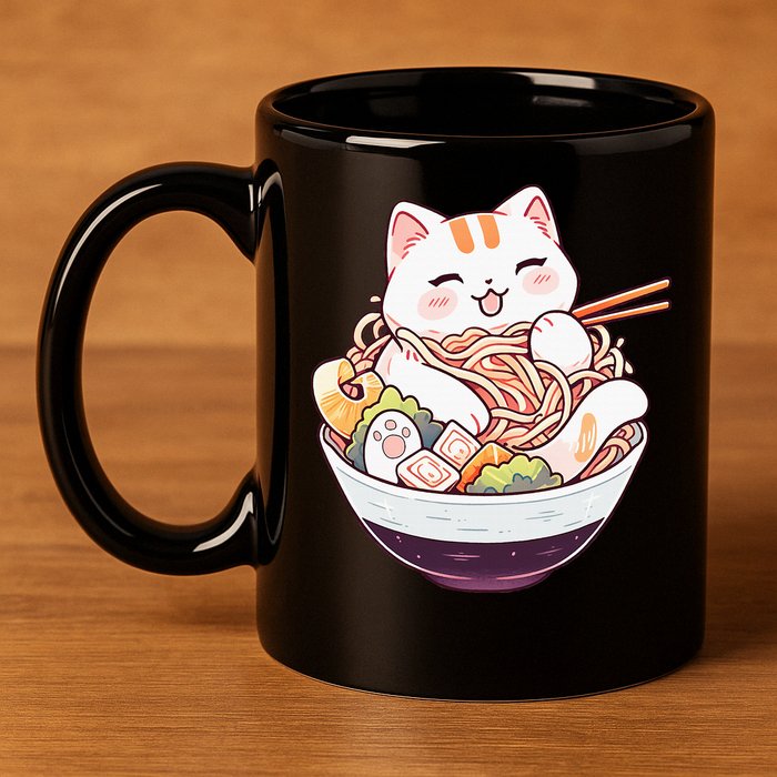 Ra Cat Kawaii Neko Cute Anime 11oz C Handle Ceramic Mug