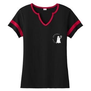 Retro Cute Little Ghost Boo Halloween Costume Ladies Halftime Notch Neck Tee