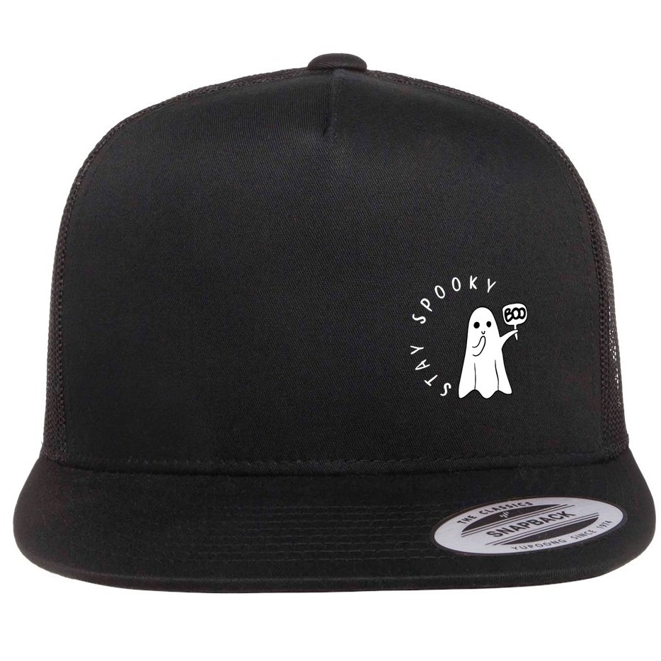 Retro Cute Little Ghost Boo Halloween Costume Flat Bill Trucker Hat