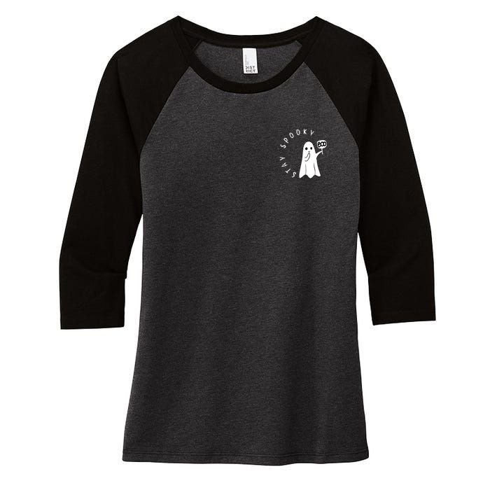 Retro Cute Little Ghost Boo Halloween Costume Women's Tri-Blend 3/4-Sleeve Raglan Shirt