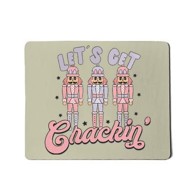 Retro Christmas Lets Get Crackin Nutcrackers Vintage Xmas Mousepad