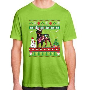 Rottweiler Christmas Lights Funny Xmas Dog Gift Adult ChromaSoft Performance T-Shirt