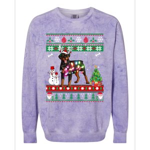 Rottweiler Christmas Lights Funny Xmas Dog Gift Colorblast Crewneck Sweatshirt