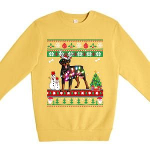 Rottweiler Christmas Lights Funny Xmas Dog Gift Premium Crewneck Sweatshirt