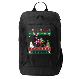 Rottweiler Christmas Lights Funny Xmas Dog Gift City Backpack