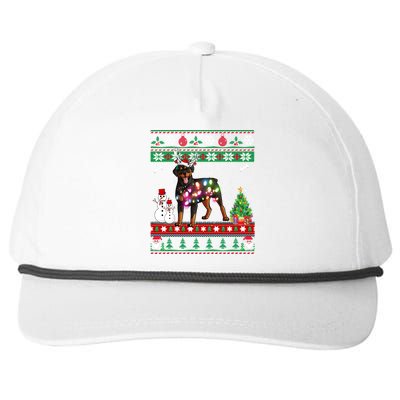 Rottweiler Christmas Lights Funny Xmas Dog Gift Snapback Five-Panel Rope Hat