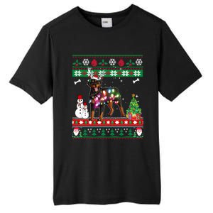 Rottweiler Christmas Lights Funny Xmas Dog Gift Tall Fusion ChromaSoft Performance T-Shirt