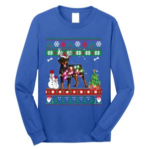 Rottweiler Christmas Lights Funny Xmas Dog Gift Long Sleeve Shirt