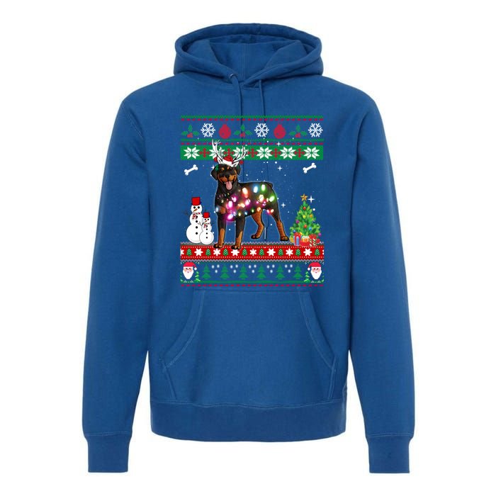 Rottweiler Christmas Lights Funny Xmas Dog Gift Premium Hoodie