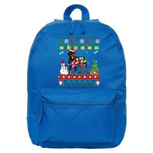 Rottweiler Christmas Lights Funny Xmas Dog Gift 16 in Basic Backpack