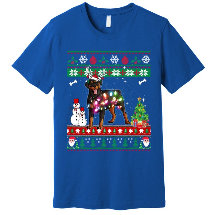 Rottweiler Christmas Lights Funny Xmas Dog Gift Premium T-Shirt